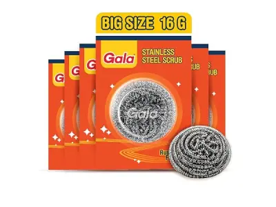 Gala Steel Scrubber Combo Set (Pack of 6), Stainless Steel Scrubber for Utensils, Scrubber for Kitchen