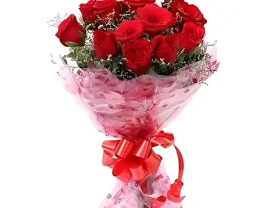 Floralbay Fresh Red Roses Bouquet (Bunch of 8) with Premium Wrapping | Birthday, Anniversary, Love & Romantic Gift for Girlfriend, Wife, Husband | Same Day Delivery Surprise Flower
