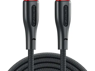 Portronics 100W Konnect B 1.5M Type C to Type C 5A Fast Charging Cable With E-Marker Chipset, Strong Braided Cable, Compatible With Laptops, Smartphone, Tablet, iphones, iPads & ot