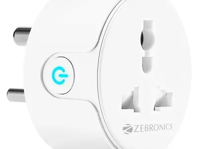Zebronics ZEB-SP110, Smart Wi-Fi Plug Compatible with Google Assistant & Alexa, Supports Upto 10A and Comes with a Dedicated APP That Features Scheduled Control.