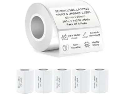 SEZNIK Waterproof, Non-Tearable, Sticky Thermal Lables, Label Roll, 2 inch Adhesive Thermal Lab
