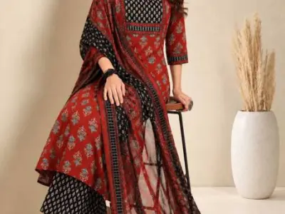 S4K Women Pure Cotton Kurta Pant Dupatta Set
