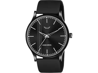 LOUIS DEVIN Silicone Strap Analog Wrist Watch for Men (Black/Blue/Red) | LD-BK054
