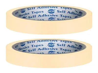 VCR Masking Tape - 20 Meters in Length 12mm / 0.5" Width - 2 Rolls Per Pack - Easy Tear Tape, Best for Carpenter, Labelling, Painting and leaves no residue after a peel.