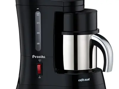 Preethi Cafe Zest Drip Coffee Maker| 450W Coffee Machine for Home | 500ml Capacity | Black (CM 210)