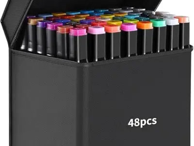 Wynhard Alcohol Markers Sketch Pen Set Dual Tip Brush Pens Art Markers for Drawing 48 Color Dual Tip Art Markers Set Chisel & Fine Colour Marker Set Alcohol Based Markers Sketch Ma