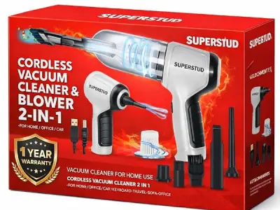 Vacuum Cleaner For House Use Wet and Dry | 1 Year Warranty | Car Vacuum Cleaner 3 in 1 with 6 Attachments & Blower | Vacuum Cleaner For House/Office/Car/Keyboard/Travel/Sofa/Office
