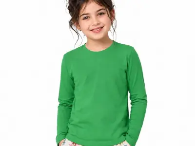 Kids Round Neck Girls Winter Collection Tshirt Full Sleeves Natural Organic 100% Cotton Soft Fabric Comfortable Plain Color Original Branded t-Shirt for Girl Kid
