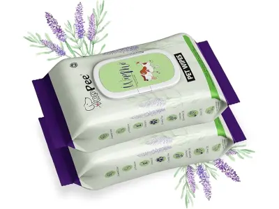 PUPPEE Wipe ME 100% Biodegradable 96 Count (Pack of 2) Wet Wipes for Dogs, Cats & All Pets | La
