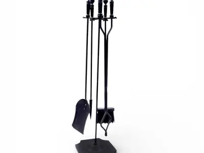 Solwet Wood Fireplace VDTS205BL Wrought Iron Accessories Toolset 5 Pcs Including Base, Broom, Shovel, Poker, and Tongs for Indoor Outdoor Fireset (70 x 21x 8 cm)