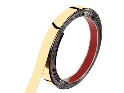 VOLO Stainless Steel 5 Meter Mirror Finish Weather Strip – Waterproof Self-Adhesive Tape for Tile Gap, Wall, Cabinet, Kitchen & Floor – Peel & Stick Adhesive Strip (GOLD, 20MM (0.8