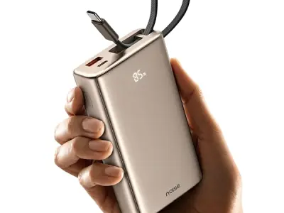Noise Newly Launched India's 1st Power Bank 20000mAh 45W Ultra Fast Charging: Built-in Type-C Cable, Digital Battery%, Advanced Safety, Metallic Finish, Triple Output, BIS Certifie
