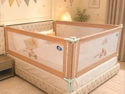 Kids Station 3 Side Premium Bed Rail Guard (6.6ftx6ftx6.6ft / 200cmx180cmx200cm), Bed Railing for Baby Safety, Kids Toddler Bed Protector Side Walls, Adjustable Height, Portable &