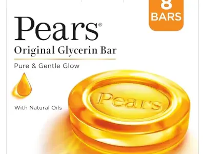 Pears Original Glycerin Soap Bar - Pure & Gentle Glow | With 98% Pure Glycerin | For Hydration & Glow | With Plant Based Cleanser for Skin & Body | Paraben-free | 125gms x 8