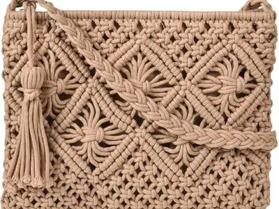Alamcraft Women's Handmade Macrame Crossbody Sling Bag Tote Bags Beautiful & Fancy Ladies Purse For Girls Women's Mobile Pouch Friends Gifts Birthday Marriage Party and Events,1- P