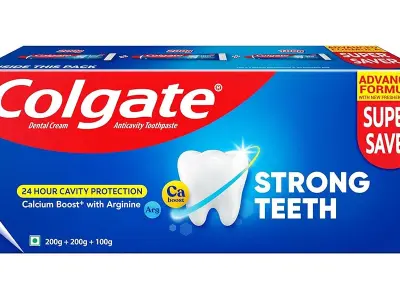 Colgate Strong Teeth, 500g (200g + 200g + 100g), Calcium-boost Tooth Paste for 2X Stronger Teet