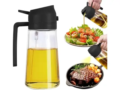 Misamo Enterprise 2-in-1 Oil Sprayer & Dispenser for Kitchen, 500ml, Black | Enjoy fine mist sp