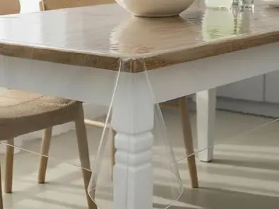 STITCHNEST PVC Transparent 4 Seater Dining Table Cover Without Lace (40X60 Inch) - Rectangular