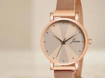 Jainx Rose Gold Mesh Magnet Chain Analog Watch
