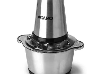 AGARO Delite Vegetable & Meat Chopper for Kitchen, Garlic Peeler, Egg Whisker, 2L Bowl, 400W Motor, 3 Speed Settings, Meat Grinder, Vegetable Mixer, Stainless Steel Body, Onion, Ga