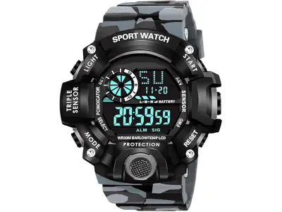 Shocknshop Digital Sports Multi Functional Black Dial Watch for Mens Boys -315RED