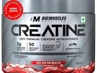 Bigmuscles Nutrition Creatine [155g, 50 Servings]|Sex On The Beach | Micronized Creatine Monohydrate To Support Lean Muscle Repair & Recovery|Increase Strength&Athletic Performance
