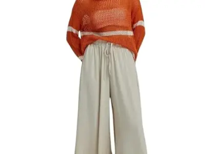 KOTTY Women's Wide-Leg Trouser|Palazzo Pants|High Waist Flowy Trousers with Drawstring|Lightweight Casual & Travel Wear|Women Trousers Pants