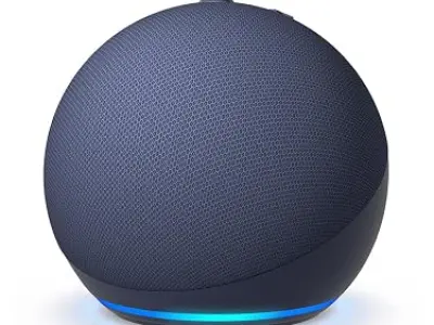 Amazon Echo Dot (5th Gen), smart speaker with Alexa+, vibrant sound, motion detection, temperature sensor, bluetooth, Blue