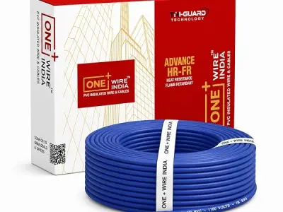 ONE+WIRE INDIA 2.5 SQMM Blue 90M House Wiring Cable Copper Wire | PVC Insulated Multistrand CCA Copper Wire, High Purity, FR Rated, Heavy Duty Electrical Wire for Home & AC Wiring,