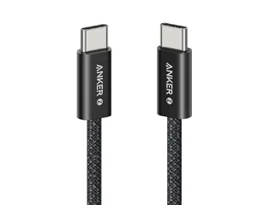Anker Zolo USB C to USB C Cable Fast Charging | Braided and Dirt-Free Type C Fast Charging Cable, Slim Connector, for iPhone 16 Series, MacBook (240W) (Black, 3ft)