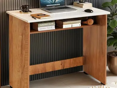 ABOUT SPACE Study Table with UnderDesk Storage Shelf - Desktop Table for PC, Laptop, Study, Drawing, Gaming Computer Table Office Furniture for Home Office [L 80 x B 45 x H 76.5 cm