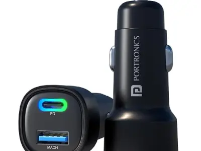 Portronics Car Power 30 Dual Output Fast Car Charger with 30W Type-C PD & 30W USB, LED Indicator, Charging Adapter Compatible with Cars for iPhone & Android Smartphone, Smartwatch(