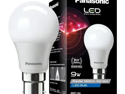 Panasonic 9 Watt Motion Sensor Led B22D Bulb for Home with 3 Mtr Radius Sensor Area, Auto Off After 15 Sec, 1 Yr Warranty