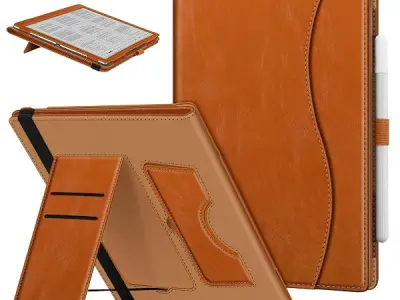 Fintie Stand Case for 10.3" Onyx Boox Tablet Go 10.3 ePaper E Ink (2024 Released), Premium PU Leather Foldable Stand Cover Auto Wake/Sleep with Pen Holder and Card Slot, Brown