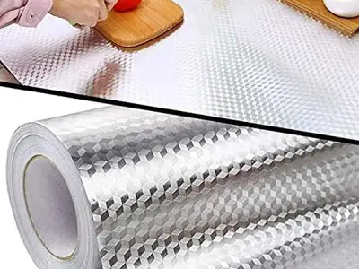 Elton Kitchen Aluminium countertop peel and stick Decorative contact paper Oil-Proof Waterproof , Self Adhesive Kitchen Wallpaper Heat Resistant Stainless Steel Wall Sticker for Wa