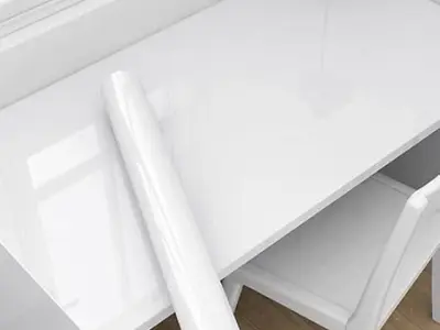 SUNBIRD Glossy White Wallpaper 24 X 120 Inch Peel and Stick Wallpaper Self Adhesive Removable Wallpaper Contact Paper for Cabinet Countertop Furniture Kitchen Vinyl Film Waterproof