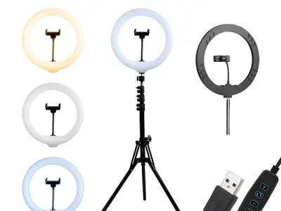DIGITEK (DRL-14C) LED Ring Light with 5ft Stand & Smartphone Mount - USB Powered, Color Switch Mode, Brightness Control, Dual Temperature - for Photo & Video Shoots, Makeup, Vloggi