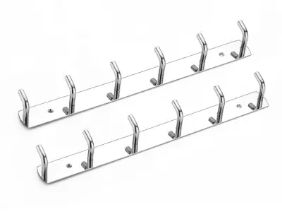 iSTAR Stainless Steel 6 Pin Bathroom Cloth Hooks Hanger Door Bathroom Robe Hooks Rail for Hanging Keys,Clothes,Towel Steel Hook (Silver) (Pack of 2)