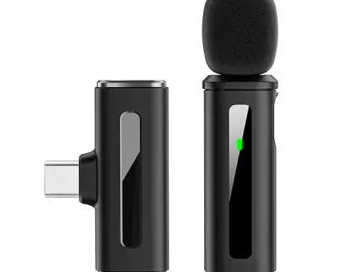 Digitek DWM-010 Mic Wireless with Type-C, Mic for YouTube Wireless Recording, 2.4GHz Wireless Microphone with Noise Reduction, 40m Range, 7H Battery, LED Light Indicator