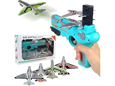 Graphene Airplane Launcher Gun Flying Aeroplanes Toys for Boys Safe & Fun Shooting Guns for Kid