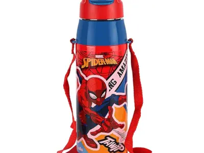 CELLO Puro Steel-X Hydra Kid 600 Inner Steel Insulated Water Bottle 520ml, Red | Spiderman Print | ISI Certified, Leakproof | Easy to Carry with Loop | Insulated Cold Water Bottle