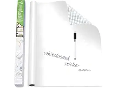 YAJNAS 45x200 CM Whiteboard Sticker for Kids, Home, School & Office, Self-Adhesive Removable, W