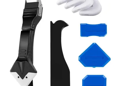 Silicone Caulking Tool Kit 9pcs – Caulk Remover & Scraper | 5-in-1 Sealant Tool for Bathroom, Kitchen, Sink, Window & Tile Joints | Grout Remover (Multicolor)