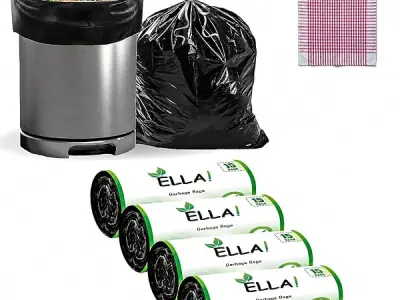 Ella Garbage Bags 24x32 Inches Large 60 Bags 4 Rolls | Leak Proof & Tear Resistant Trash Bags for Kitchen Home & Commercial Use | Dustbin Bags For Dry & Wet Waste With Free Check D