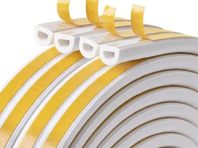 CloudBuyer Weather Stripping For Door,Insulation Weatherproof Doors And Windows Soundproofing Seal Strip,Collision Avoidance Rubber Self-Adhesive Weatherstrip,2 Pack,Total 33Feet L