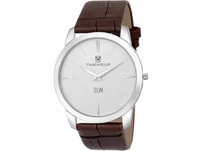 TIMEWEAR Analog Slim Two Hands Leather Strap Watches for Men