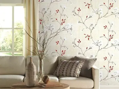ROSASTELLA Self Adhesive Decorative Peel Stick Waterproof Floral Wallpaper Wall Decor Removable Wall Paper for Living Room Hall Decoration PVC Vinyl DIY Contact Paper45x304cm (Beig