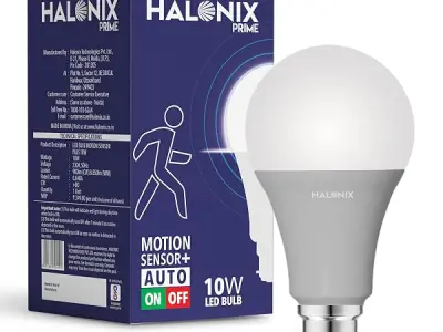 Halonix 10W Motion Sensor Led bulb | Color-6500K White | Auto on- Auto Off light | Motion sensor light | Pack of 1 | b22d