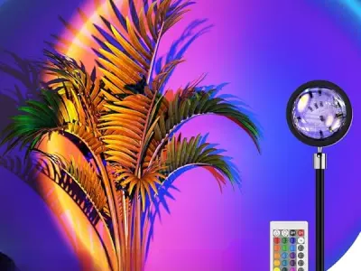 Desidiya® 16-Color LED Night Light Sunset Lamp with Remote & USB – 360° Rotating Projection Light for Room Ambience, Wall Decor, Photography & Mood Lighting