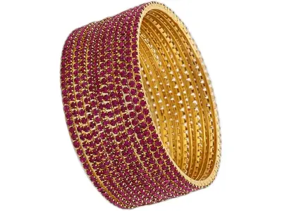 Shining Diva Fashion Set of 12 Latest Traditional Design Gold Plated Stone Bangle for Women